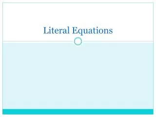 literal equations