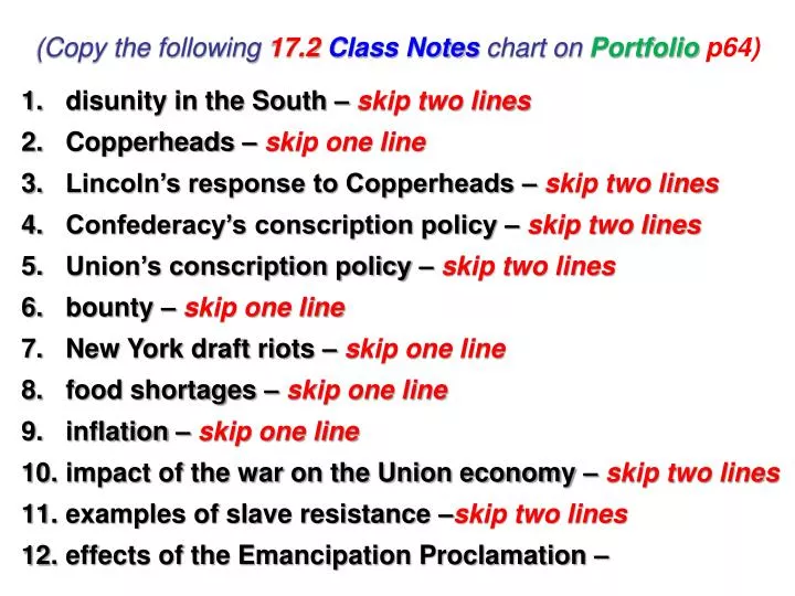 copy the following 17 2 class notes chart on portfolio p64