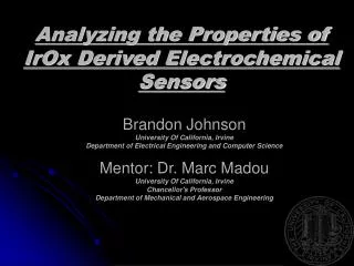Analyzing the Properties of IrOx Derived Electrochemical Sensors