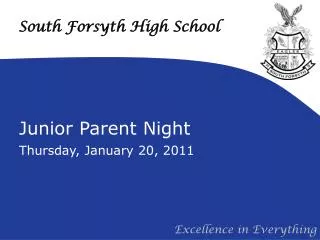 Junior Parent Night Thursday, January 20, 2011