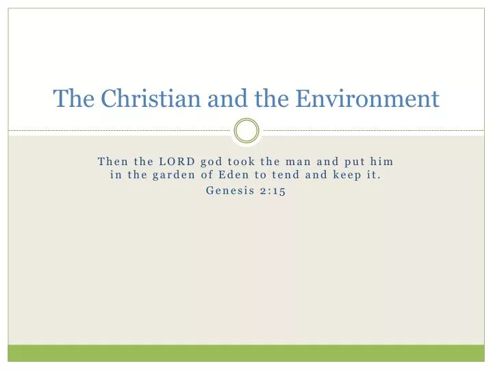 the christian and the environment