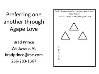 Preferring one another through Agape Love