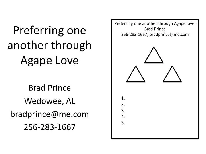 preferring one another through agape love