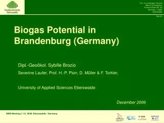 Biogas Potential in Brandenburg (Germany)