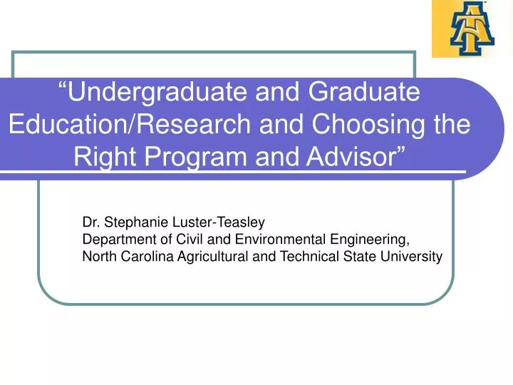 undergraduate and graduate education research and choosing the right program and advisor