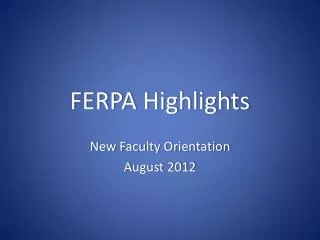 FERPA Highlights