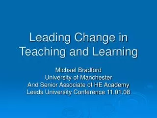 Leading Change in Teaching and Learning