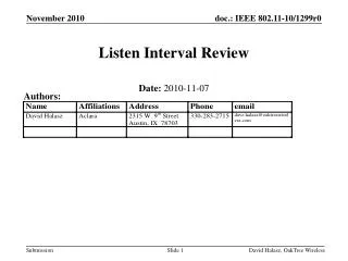 Listen Interval Review