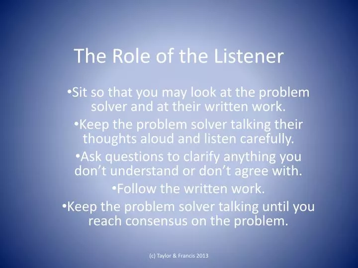 the role of the listener