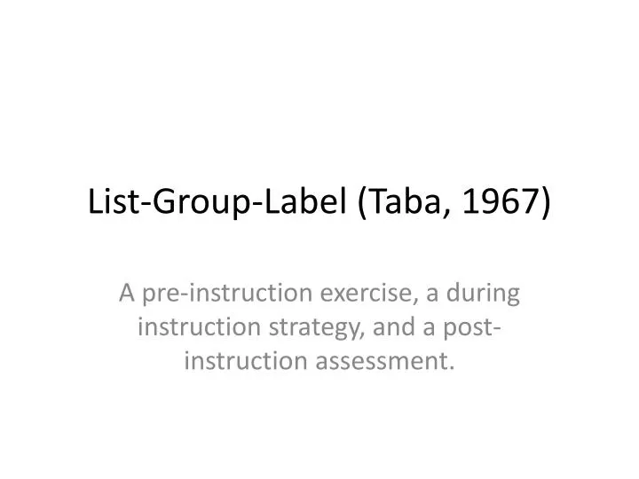 list group label taba 1967