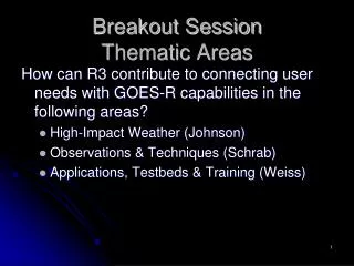 Breakout Session Thematic Areas