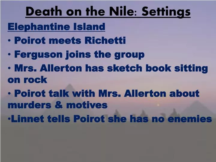 death on the nile settings