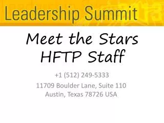 Meet the Stars HFTP Staff