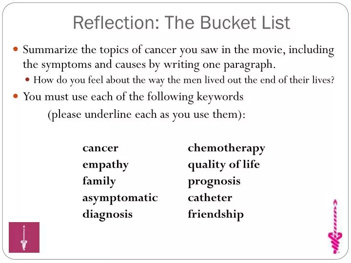 reflection the bucket list