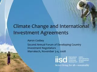 Climate Change and International Investment Agreements