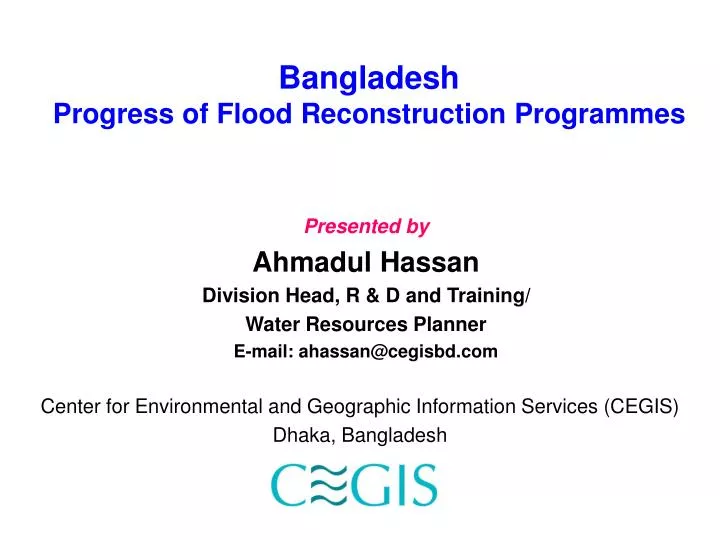 bangladesh progress of flood reconstruction programmes