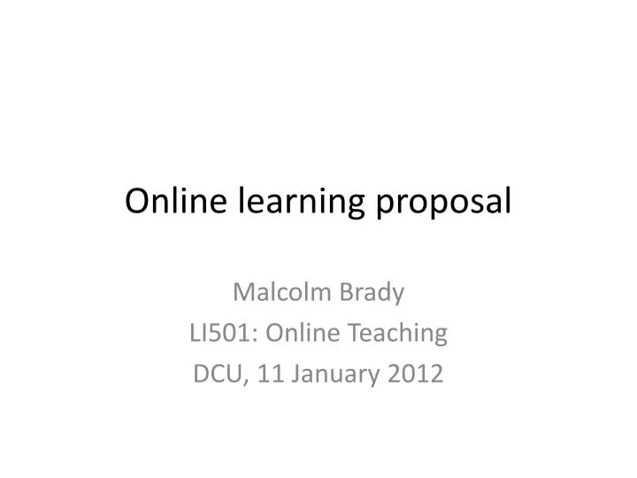 online learning proposal