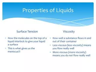Properties of Liquids