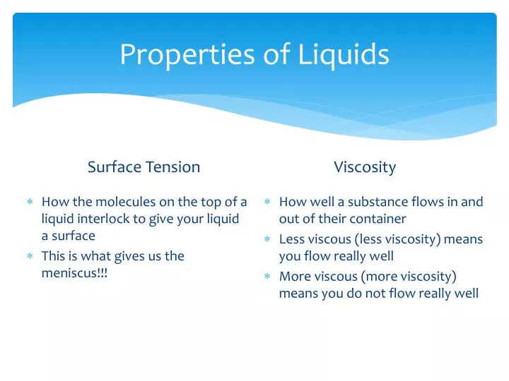 properties of liquids