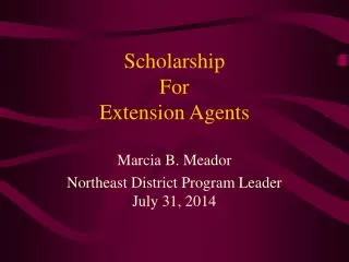 Scholarship For Extension Agents