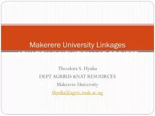 Makerere University Linkages AQUAFISH INNOVATION LAB PROJECT