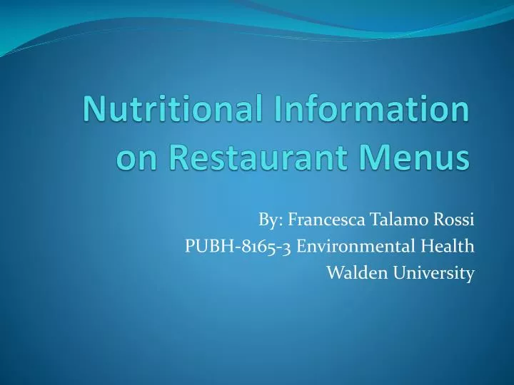 nutritional information on restaurant menus