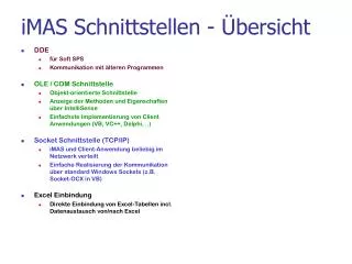 imas schnittstellen bersicht