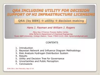 QRA INCLUDING UTILITY FOR DECISION SUPPORT OF H2 INFRASTRUCTURE LICENSING