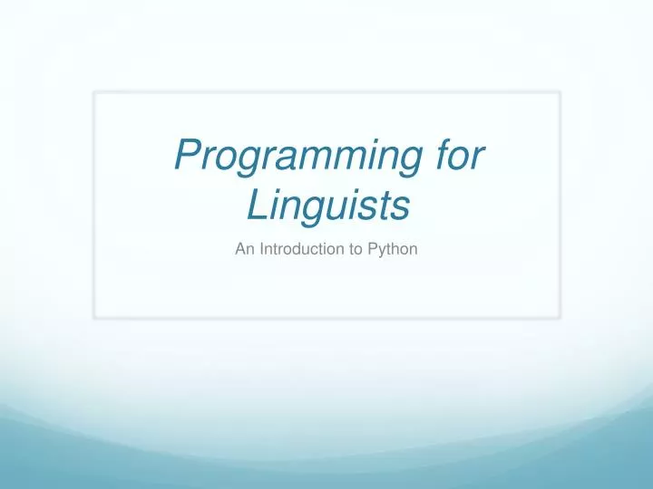 programming for linguists