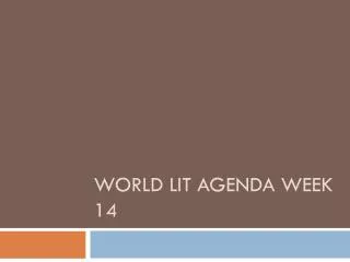 World Lit agenda week 14