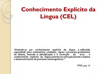 conhecimento expl cito da l ngua cel