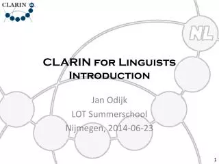 CLARIN for Linguists Introduction