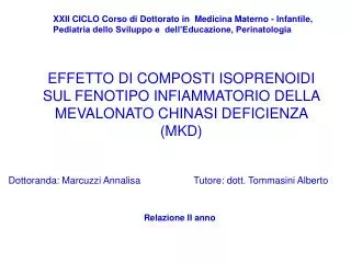 effetto di composti isoprenoidi sul fenotipo infiammatorio della mevalonato chinasi deficienza mkd