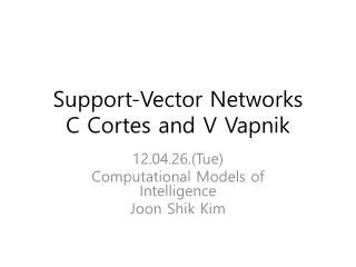 Support-Vector Networks C Cortes and V Vapnik