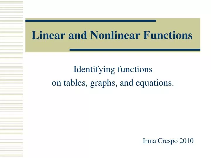 linear and nonlinear functions