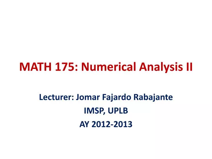 math 175 numerical analysis ii