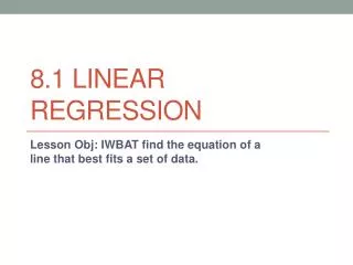 8.1 Linear Regression