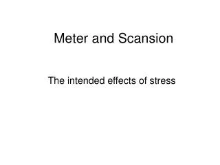 Meter and Scansion