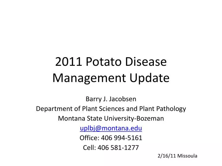 2011 potato disease management update