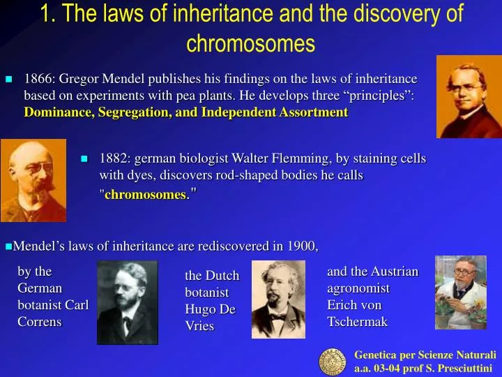 1 the laws of inheritance and the discovery of chromosomes