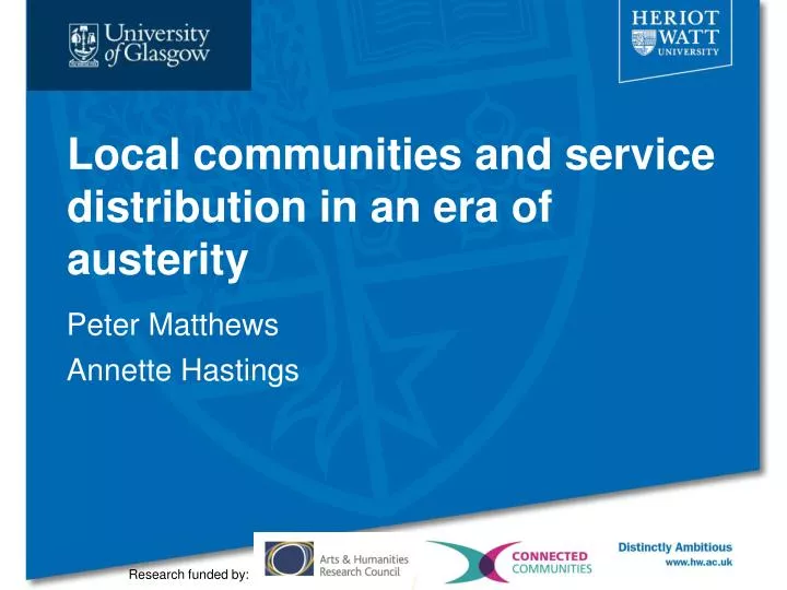 local communities and service distribution in an era of austerity