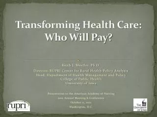 transforming health care who will pay