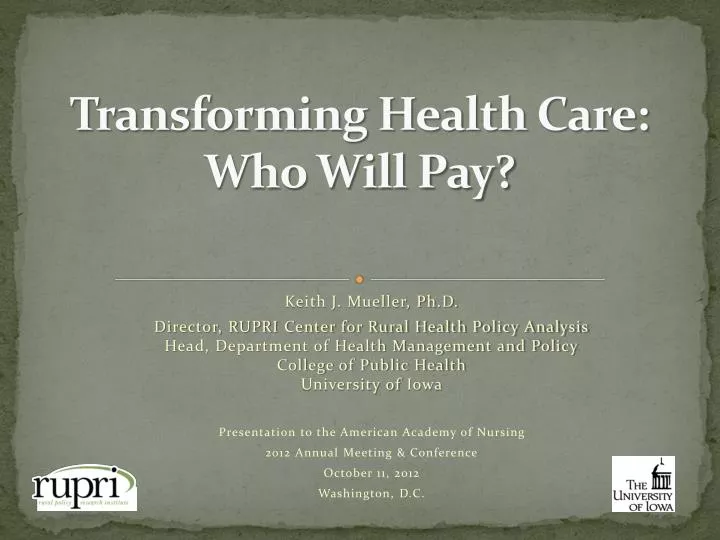 transforming health care who will pay