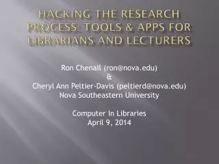 HACKING THE RESEARCH PROCESS: Tools &amp; apps for librarians and lecturers