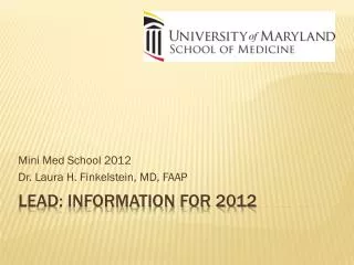 Lead: information for 2012