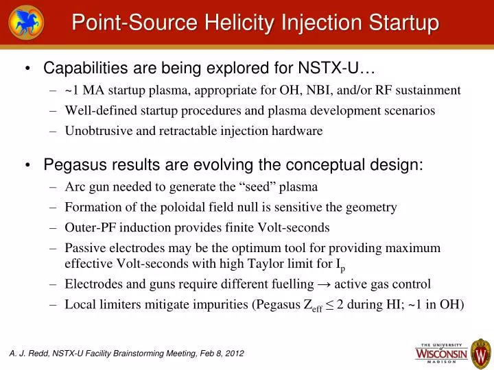 point source helicity injection startup