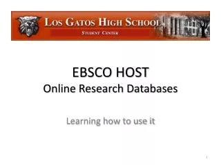 EBSCO HOST Online Research Databases