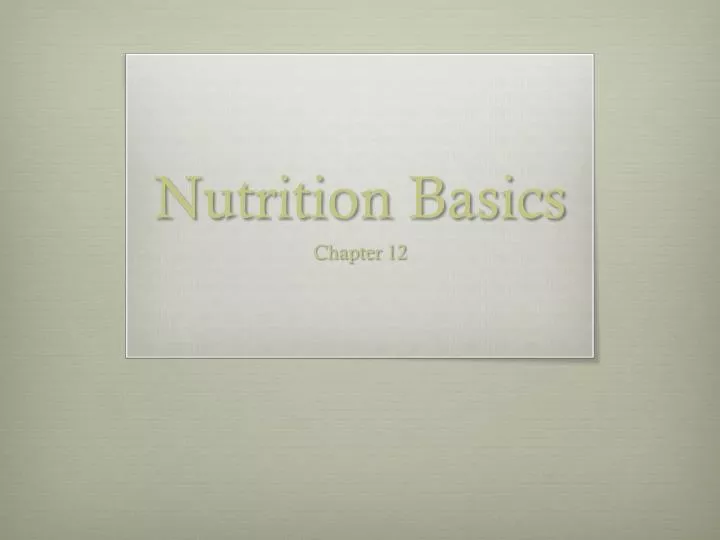 nutrition basics