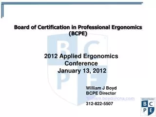 Board of Certification in Professional Ergonomics (BCPE)