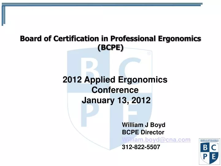 board of certification in professional ergonomics bcpe